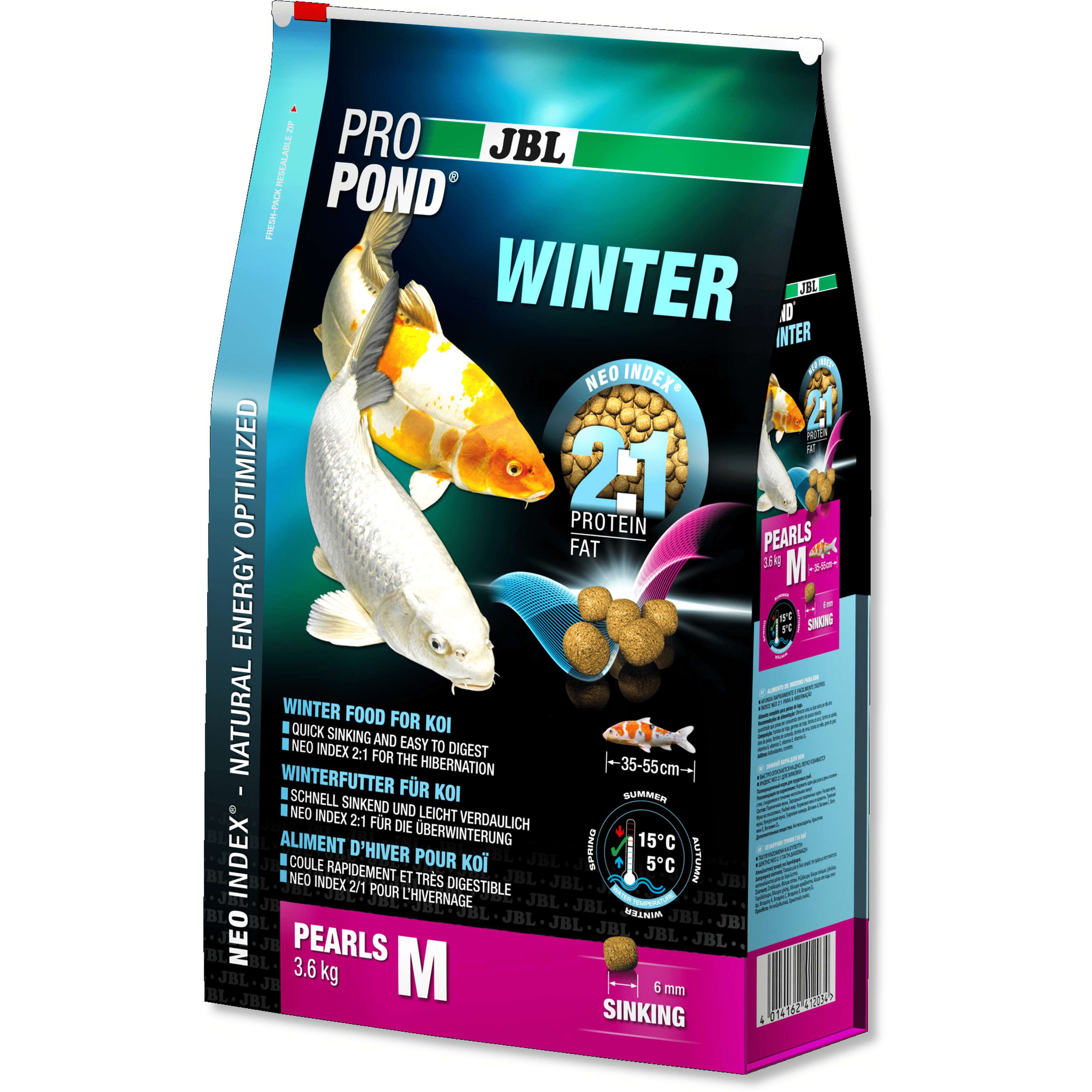 JBL JBL ProPond Winter - Medium 3.6kg - Nourriture d'hiver pour koïs taille moyenne 4014162412034 4120300