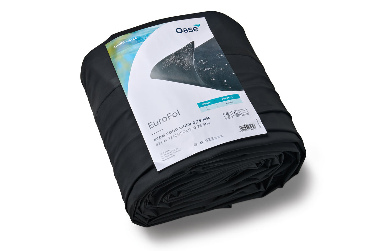 Bâche EuroFol EPDM prédécoupée 0,75 mm, 8 × 6 m — EuroFol EPDM Pre-Packed 0,75 mm / 8 x 6m