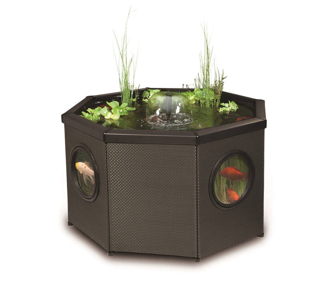 Raised Window Pond Octagon Mocha – Bassin surélevé octogonal avec fenêtres panoramiques pour terrasse et jardin