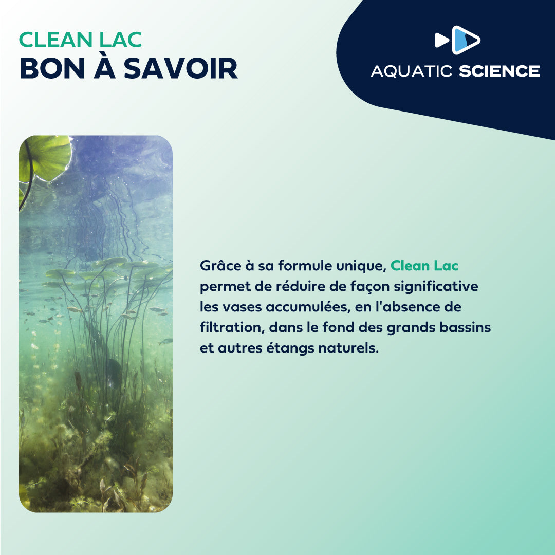 Clean-Lac 12kg pour 800m² - Bactéries pour étang naturel - Eau claire & réduction de la vase et des algues