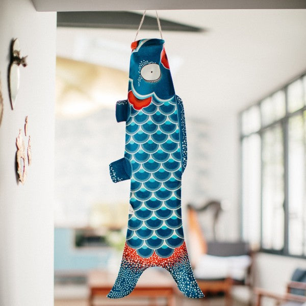 Koinobori Blau Ozean (S) - 70CM X 26,4CM - Bio-Baumwolle von Madame Mo