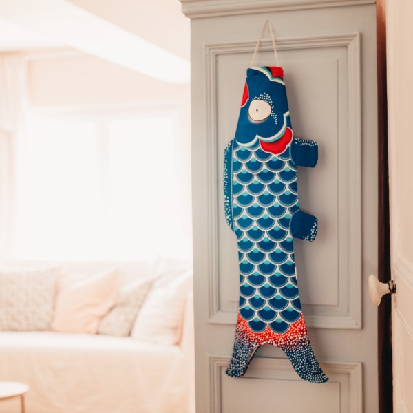 Koinobori Blau Ozean (S) - 70CM X 26,4CM - Bio-Baumwolle von Madame Mo