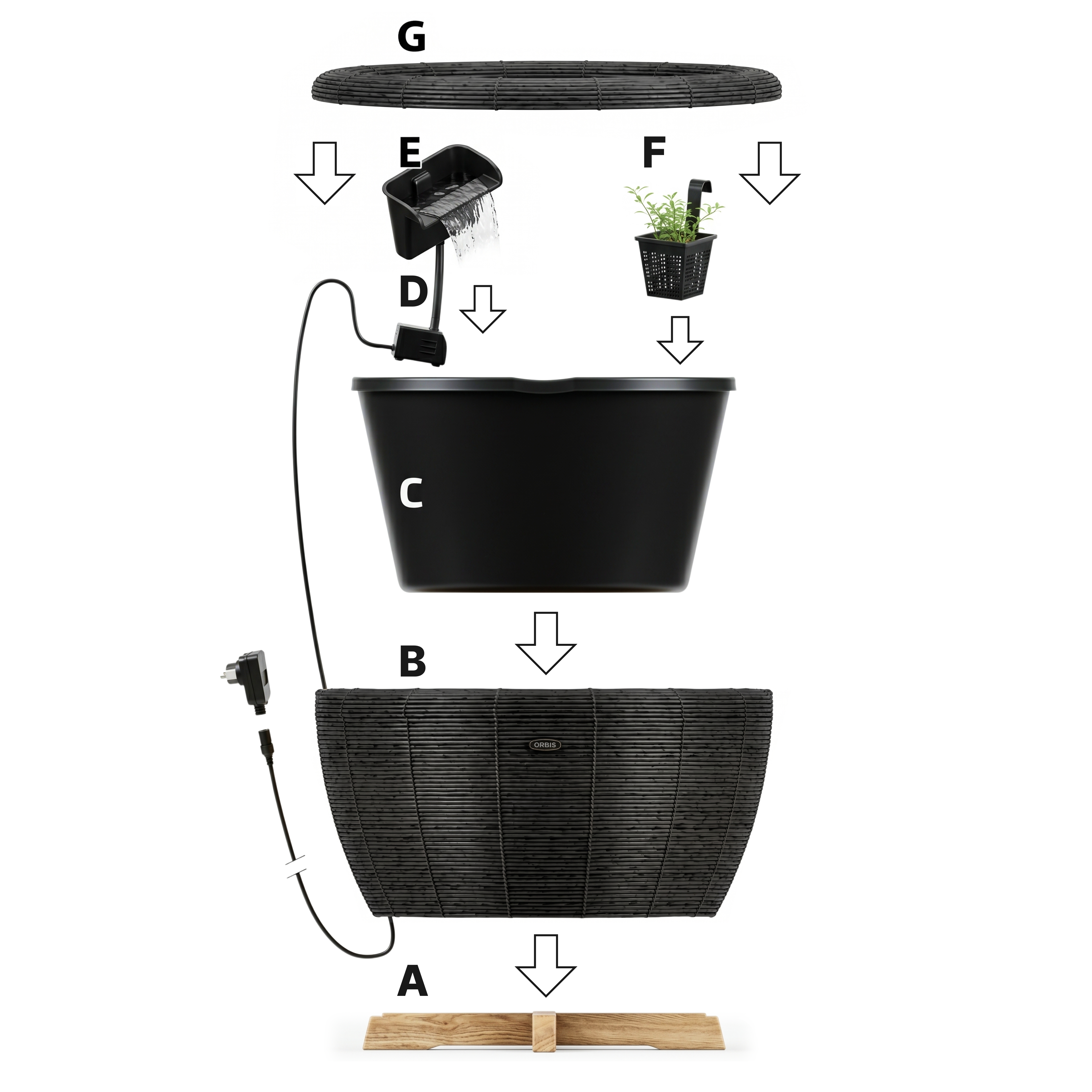 Orbis Mini Pond - Patio Bassin - Black Anthracite - Mini bassin de Terrasse