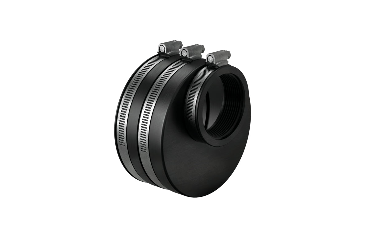 Raccord excentré en caoutchouc 2 pouces vers DN110 — Rubber. verbind. 2" tot DN110 excentr.