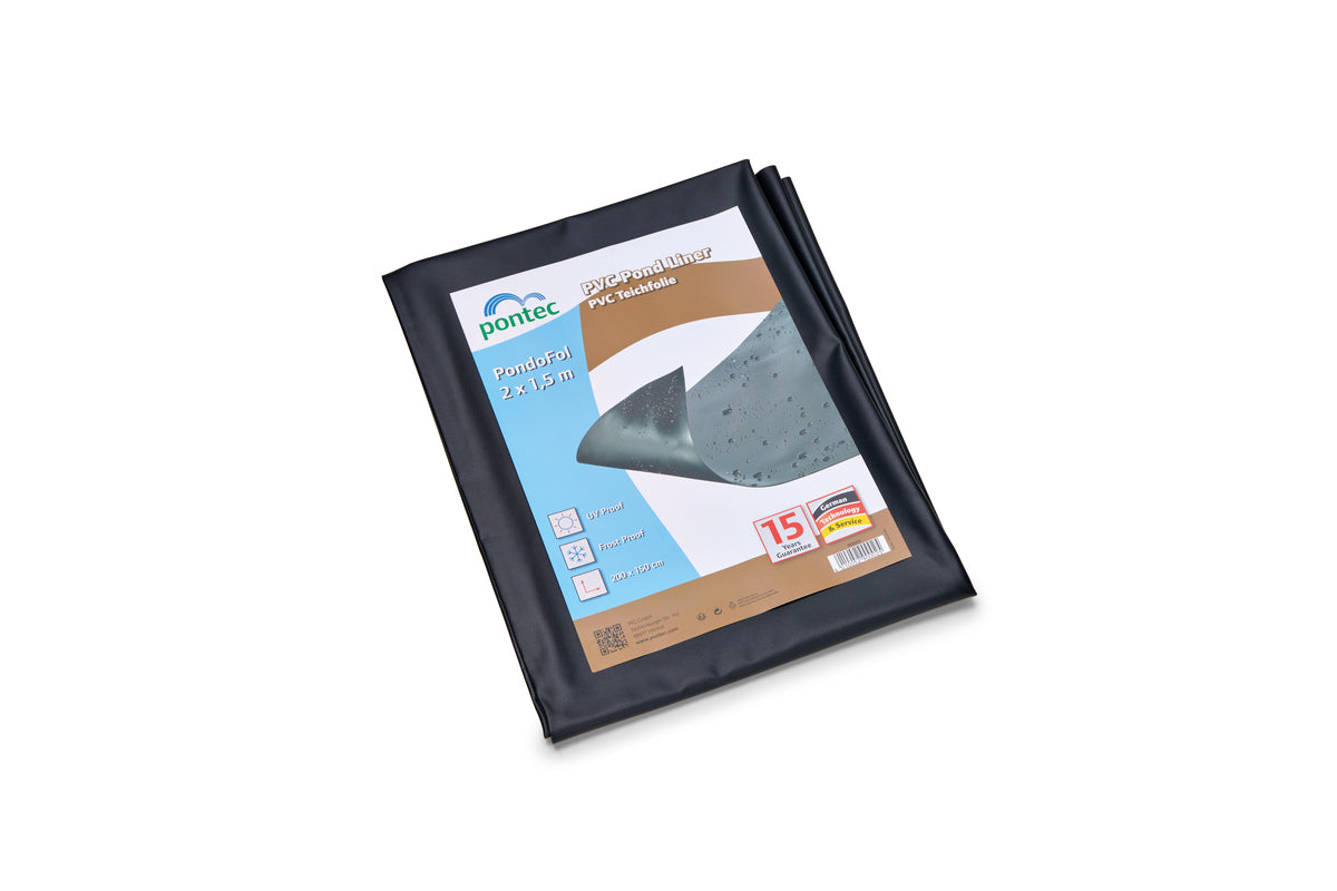Bâche de bassin Pontec prédécoupée noire 0,5 mm, 2 × 1,5 m — Pontec zwart Pre-Packed 0.5 mm / 2x1.5 m